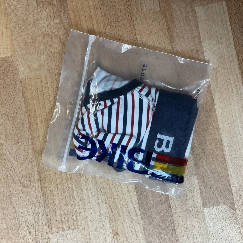 Bike Brief Underwear Men's Large Cotton Stretch Striped Red Blue New